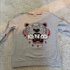 Kenzo Gray Crewneck Sweater with Tiger Design